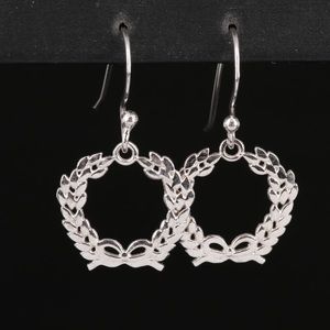 Sterling Silver Dangle Wreath Earrings 925